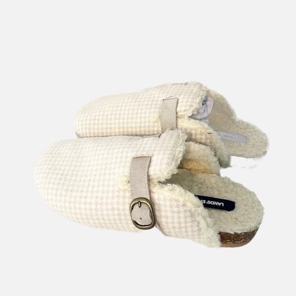 Lands' End Women's Sherpa Lined Clog House Slippers Gingham Print Size 11 - Picture 2 of 7